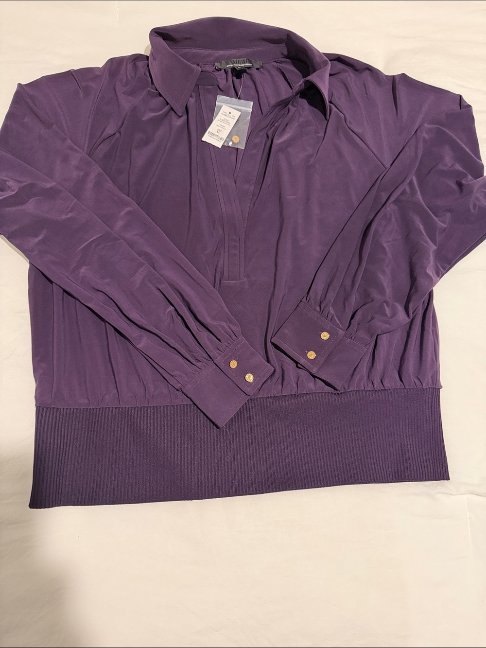White House Black Market Purple Long-Sleeve Blouse